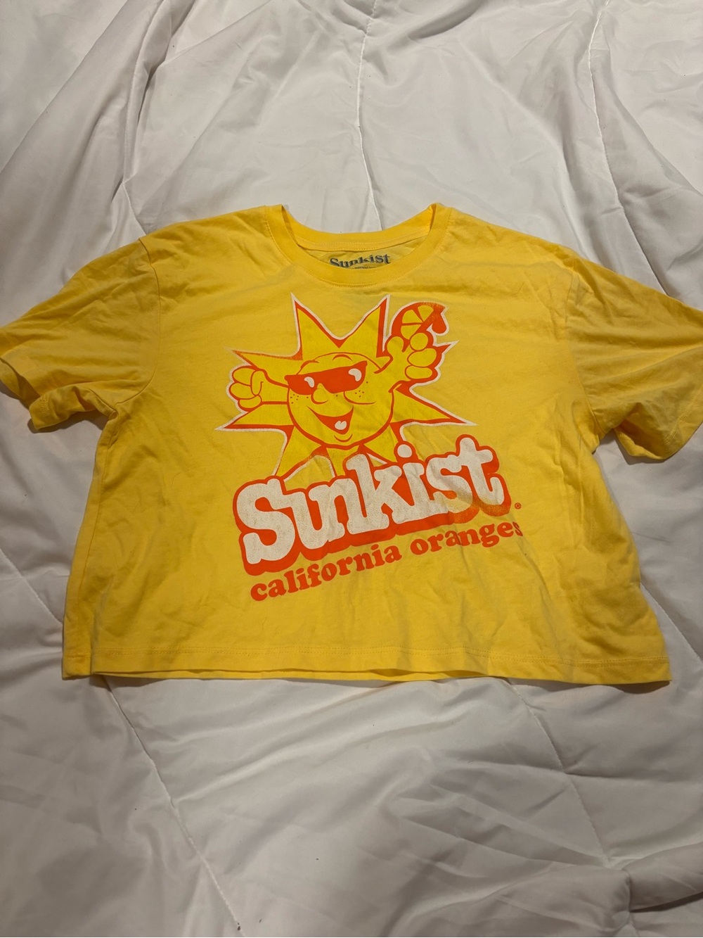Yellow Sunkist California Orange Graphic Crop Top - size small